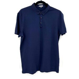 LANVIN Men's Navy Blue 100% Cotton Short Sleeve Casual Polo Shirt Size Large